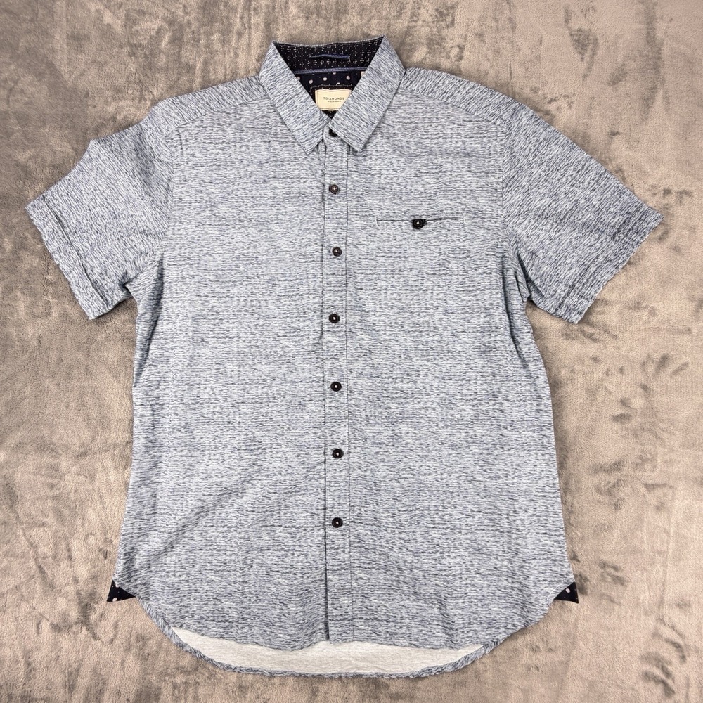 7 Diamonds Evening Flow Men's Medium Blue Short Sleeve Button Up Shirt